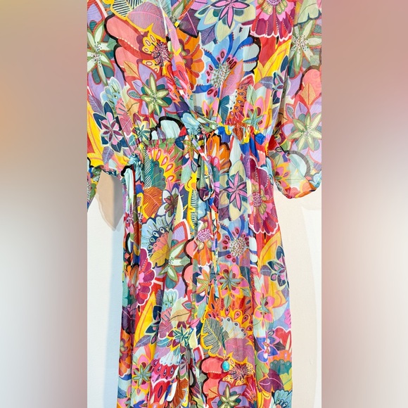Bleu Rod Beattie make it pop floral Hawaiian Swimsuit Coverup dress Size M - Picture 8 of 9
